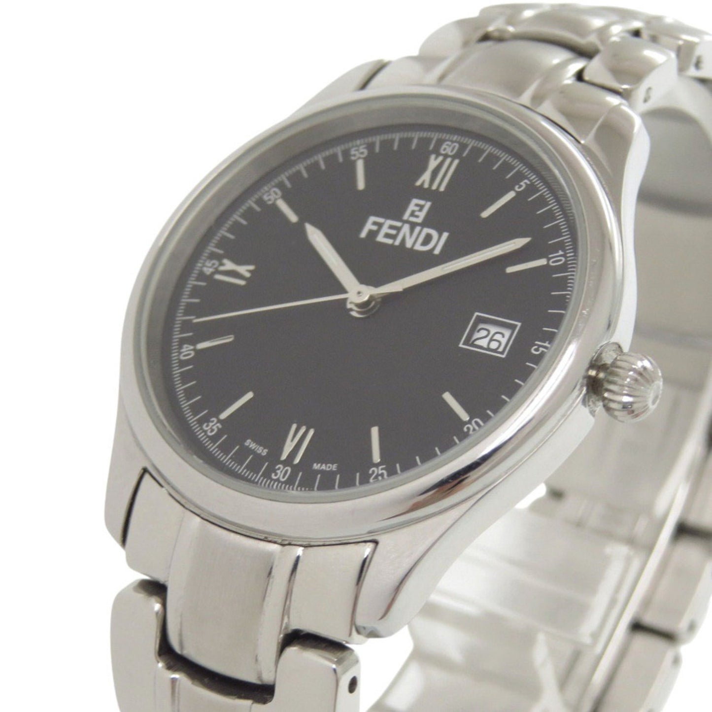 Fendi 210G Stainless Steel Black Dial Silver Quartz Watch 1818 Fendi