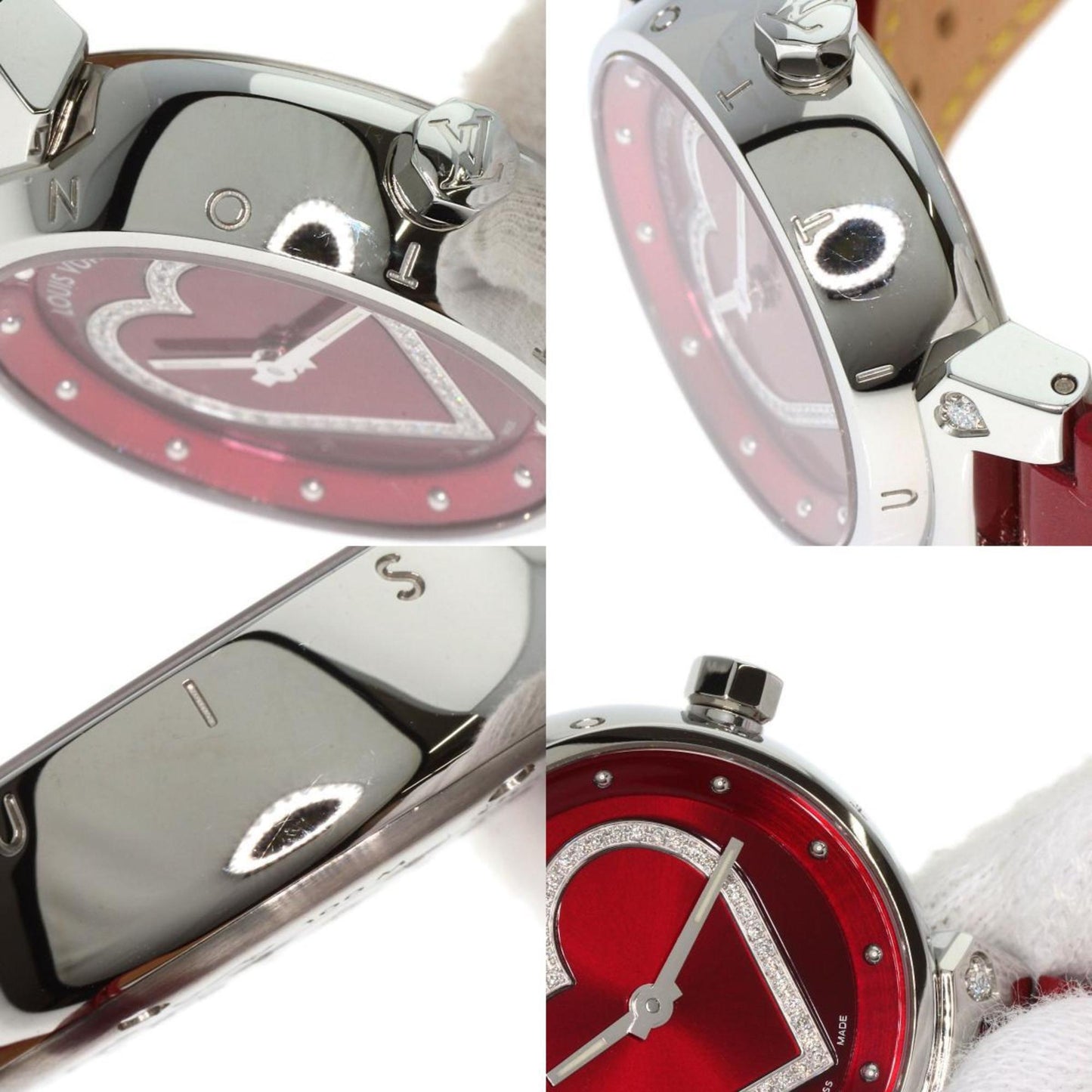 Louis Vuitton Q121Z Tambour Heart Watch Stainless Steel Leather