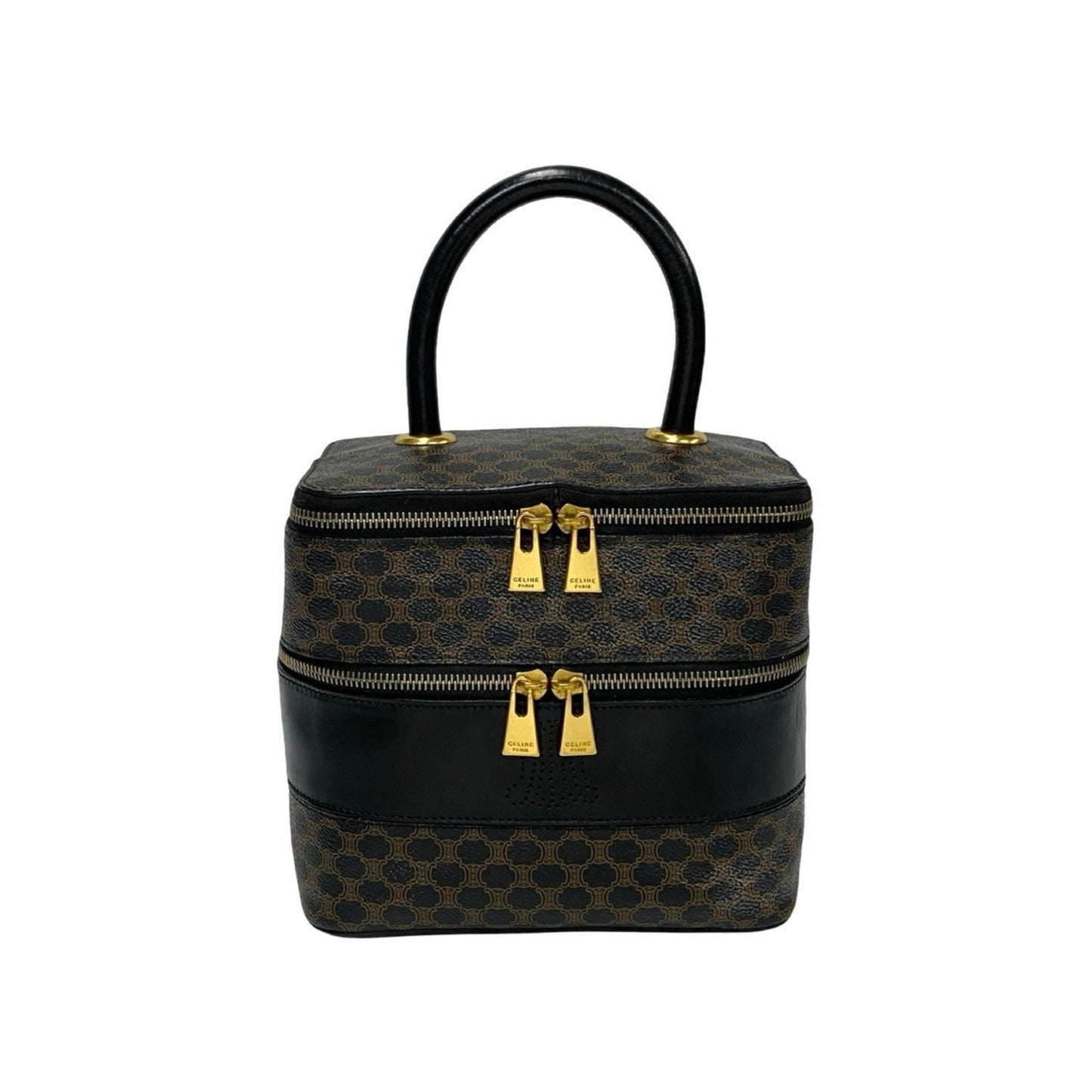 Celine Macadam Blason Triomphe Leather Handbag/Vanity Bag/Makeup Box