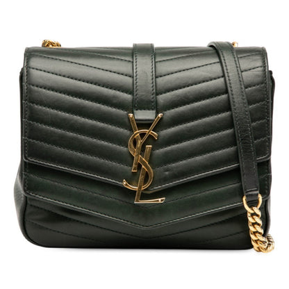 Saint Laurent Logo Chain Shoulder Bag In Green
