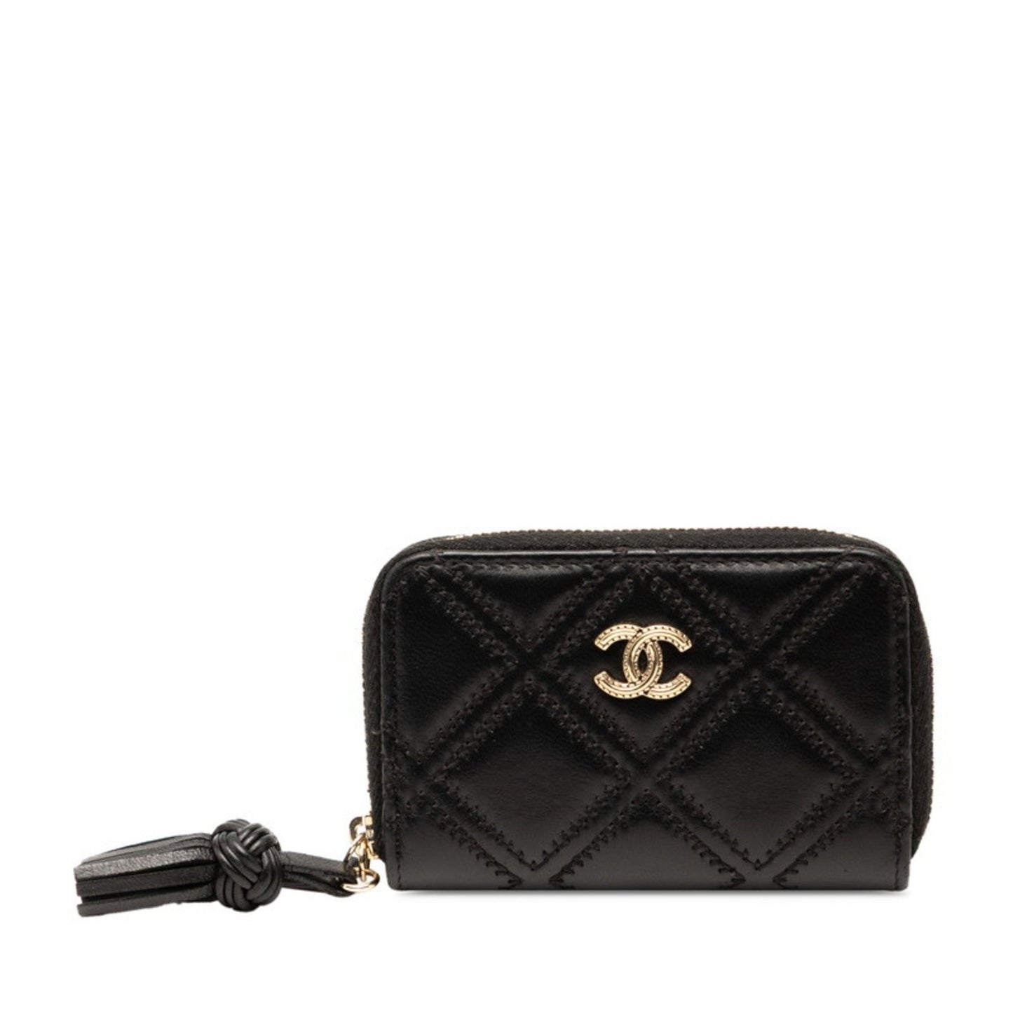Chanel Matelasse Coco Mark Wallet/Coin Case Black Lambskin