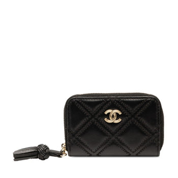 Chanel Matelasse Coco Mark Wallet/Coin Case Black Lambskin