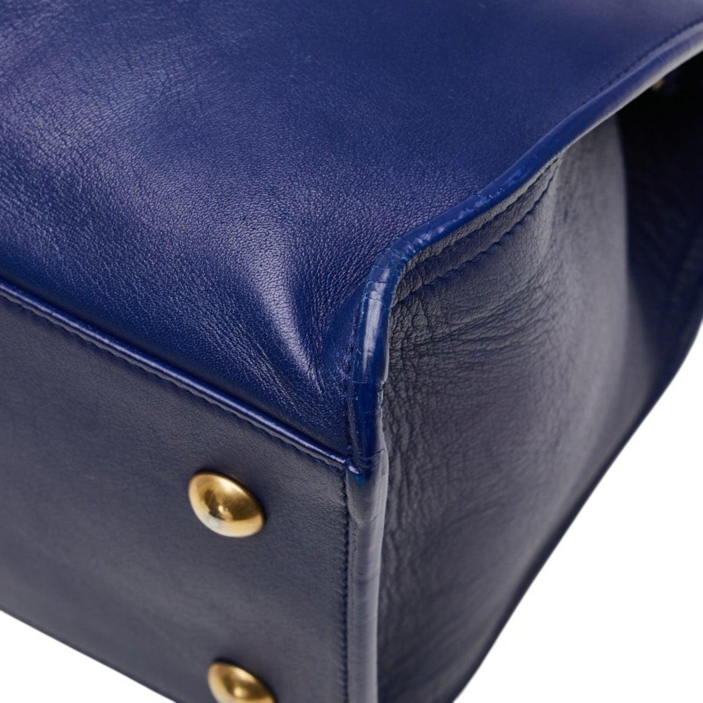 Saint Laurent Ysl Logo Petit Cabas Handbag/Shoulder Bag 2Way 311210 Blue Leather