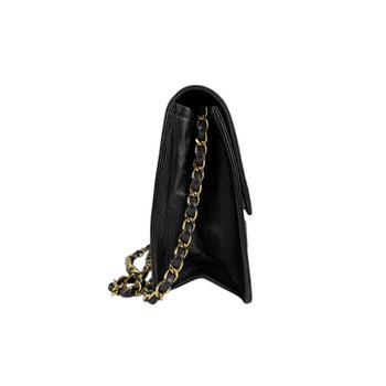 Chanel Shoulder Bag Matelasse Leather Metal Black Gold