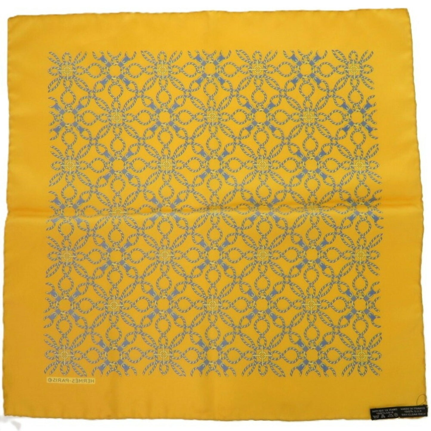 Hermes Petit Carr Rope Pattern Silk Yellow 0189 Scarf Muffler Hermes