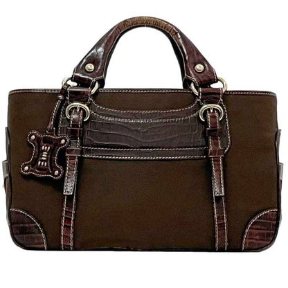 Celine Handbag Boogie Bag Ec-23439 Brown Leather Jacquard Canvas Wc-St-0047 Celine Tote