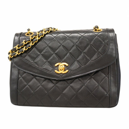 Chanel Shoulder Bag Matelasse W Chain Lambskin Black