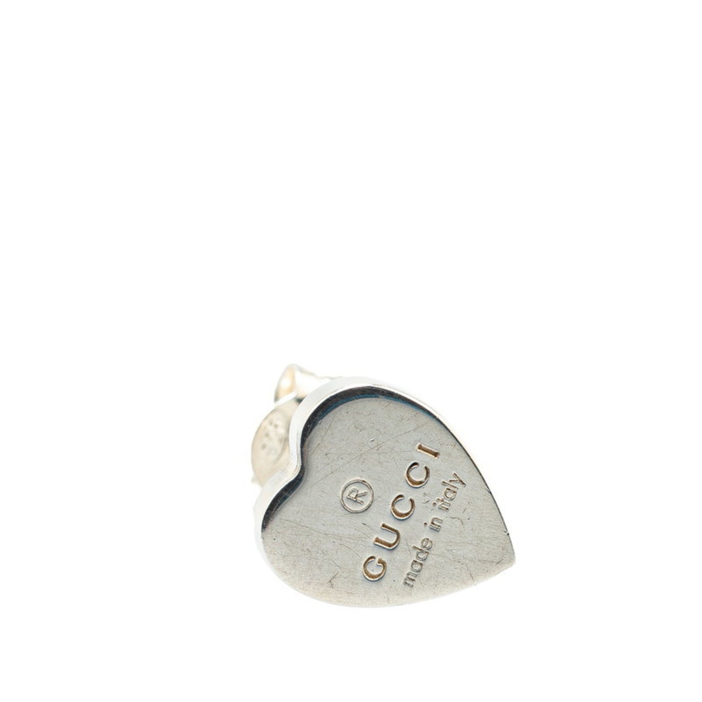 Gucci Heart Motif Stud Earrings In Sv925 Silver