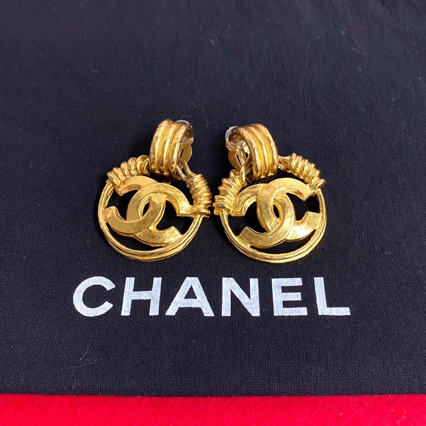 Chanel 94P Engraved Coco Mark Metal Fittings Gp Earrings