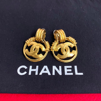 Chanel 94P Engraved Coco Mark Metal Fittings Gp Earrings