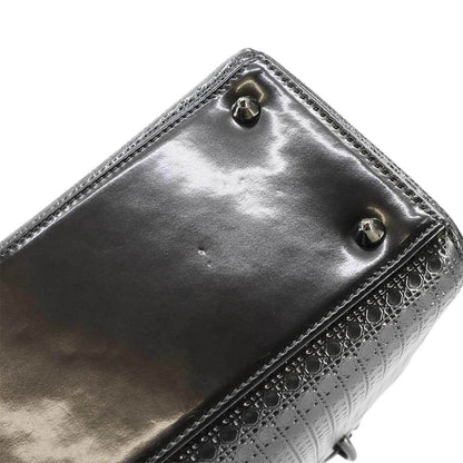 Christian Dior Micro Cannage Lady Medium 2-Way Hand/Shoulder Bag In Patent Leather