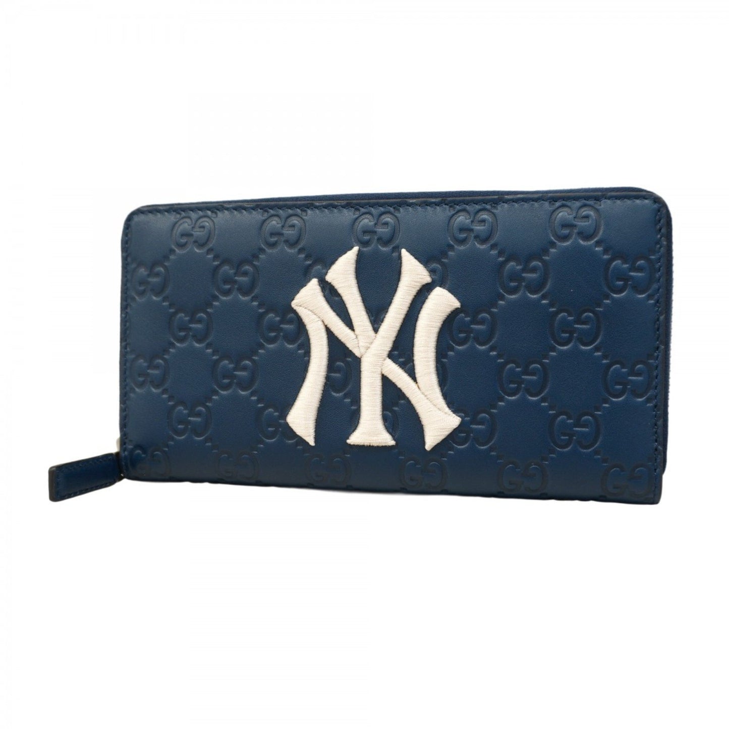 Gucci Long Wallet Guccissima New York Yankees 547791 Leather Navy
