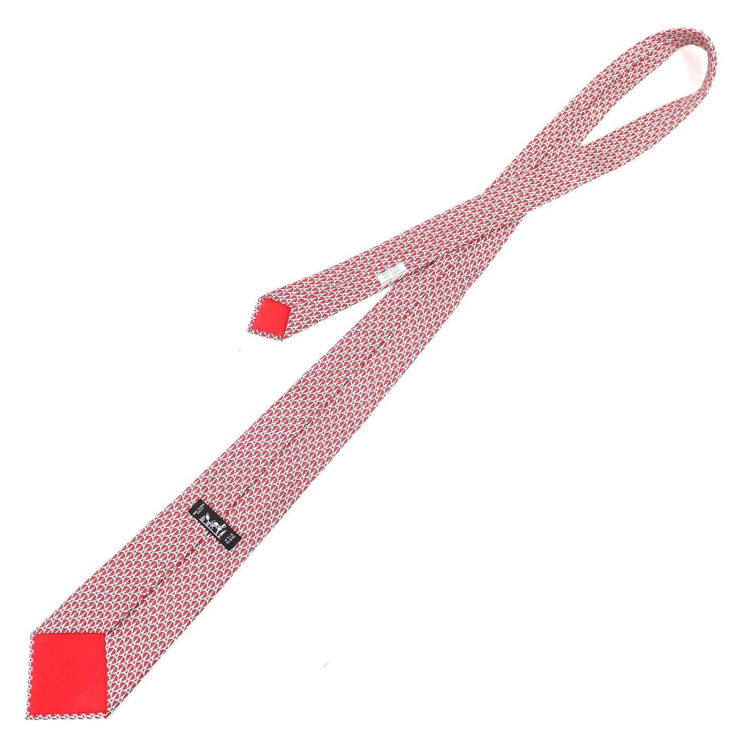 Hermes 5265 Sa 100% Silk Geometric Print Cravat Tie In Red With Box