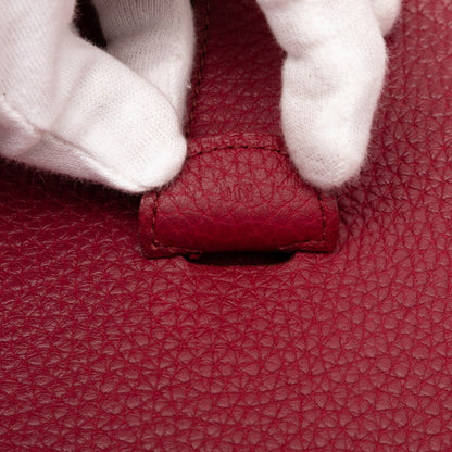 Hermes Herms Evelyne 1 Pm Shoulder Bag In Red With Silver Hardware And Taurillon Clemence Leather