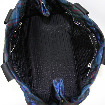Prada Canapa Check Nylon Tote Bag B1872B In Blue