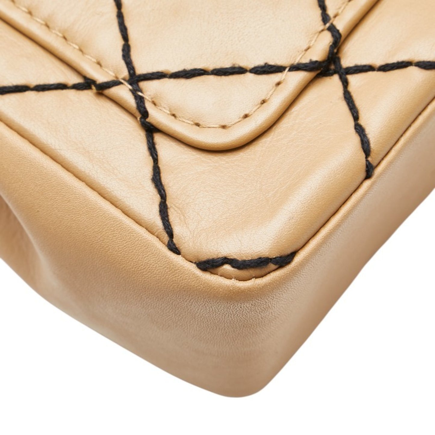 Chanel Coco Mark Matelasse Wild Stitch Chain Shoulder Bag In Beige Lambskin