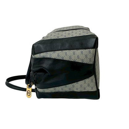 Gucci Old Gucci Micro Gg Logo Hardware Leather Handbag Mini Boston Bag Navy 18663