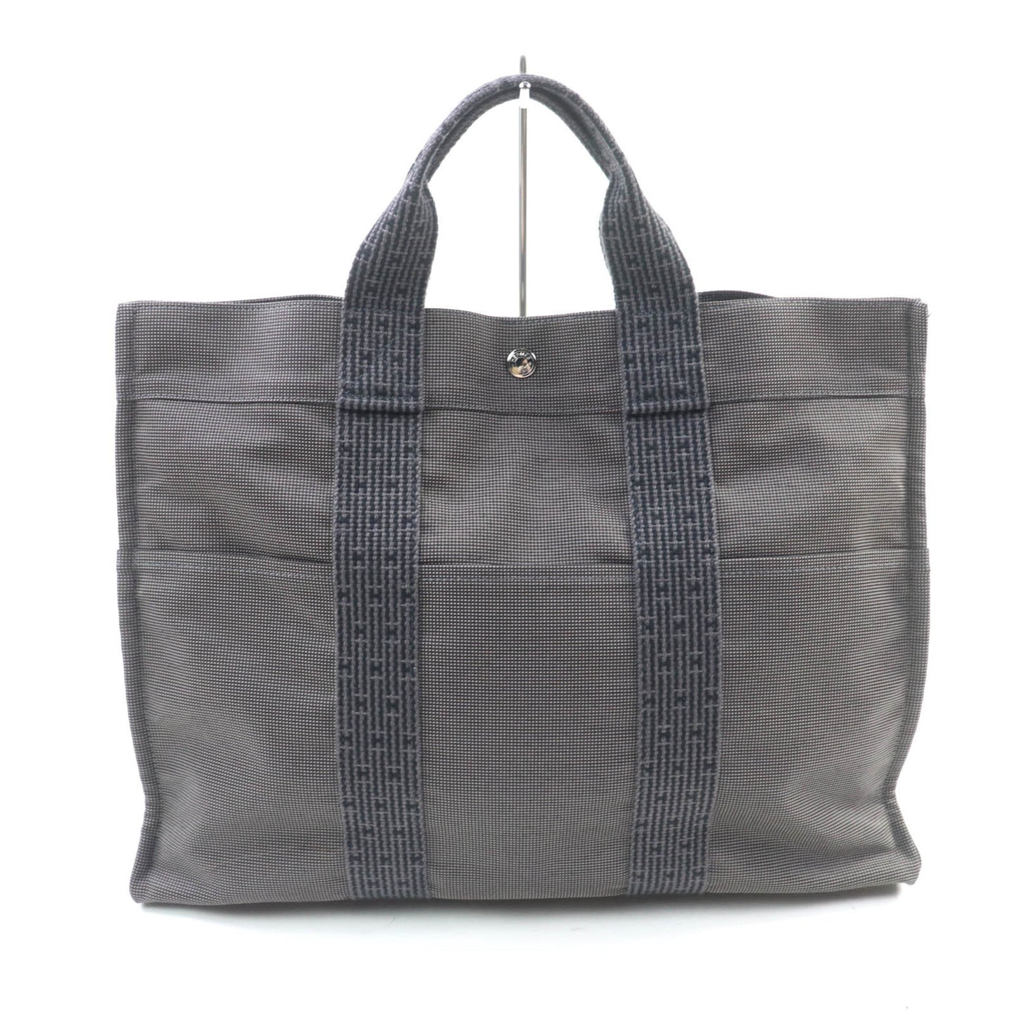 Hermes Air Line Mm Silver Hardware Serie Button Canvas Tote Bag Gray Made In France