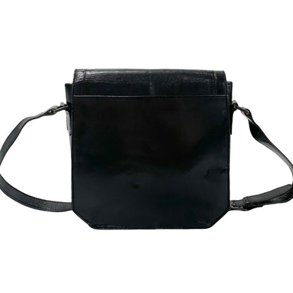 Yves Saint Laurent Logo Embossed Leather Mini Shoulder Bag Pochette Black 28657