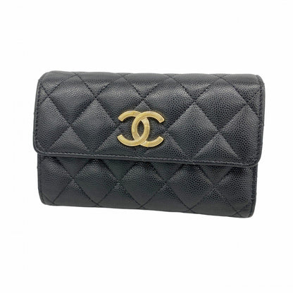 Chanel Matelasse Tri-Fold Wallet In Caviar Leather