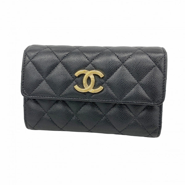 Chanel Matelasse Tri-Fold Wallet In Caviar Leather