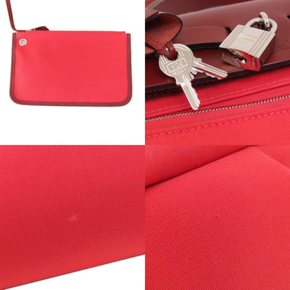 Hermes Airbag Zip Pm Red Handbag Toile Officier