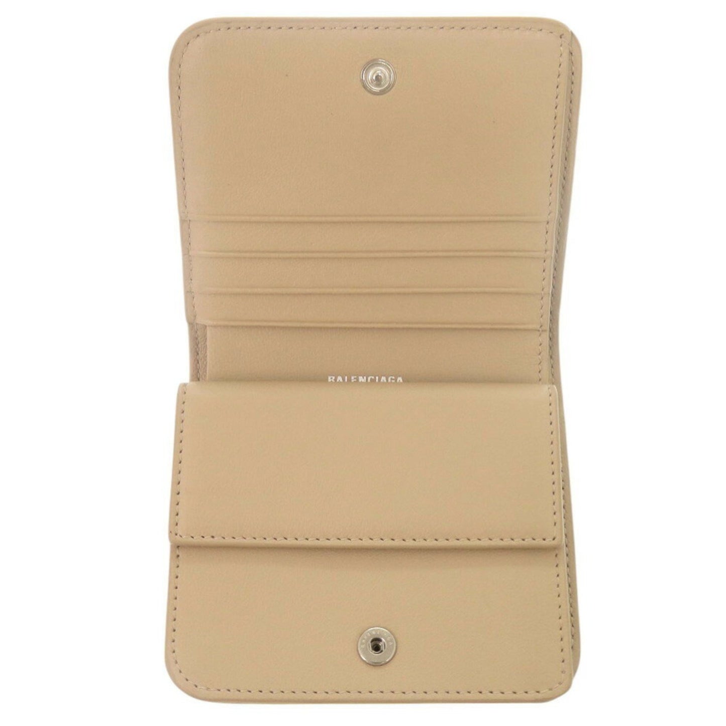 Like New Balenciaga Leather Beige Compact Bi-Fold Wallet 1018Balenciaga