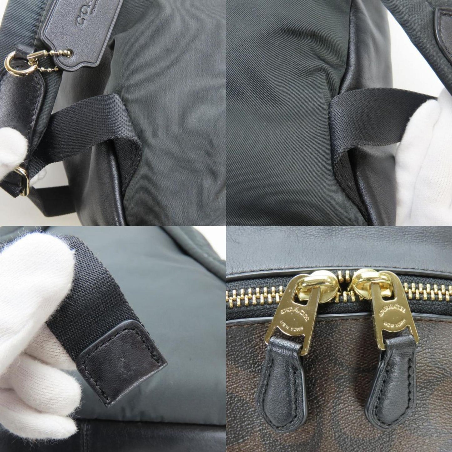 Coach Backpack/Daypack F58314 Signature Leather Dark Brown Black