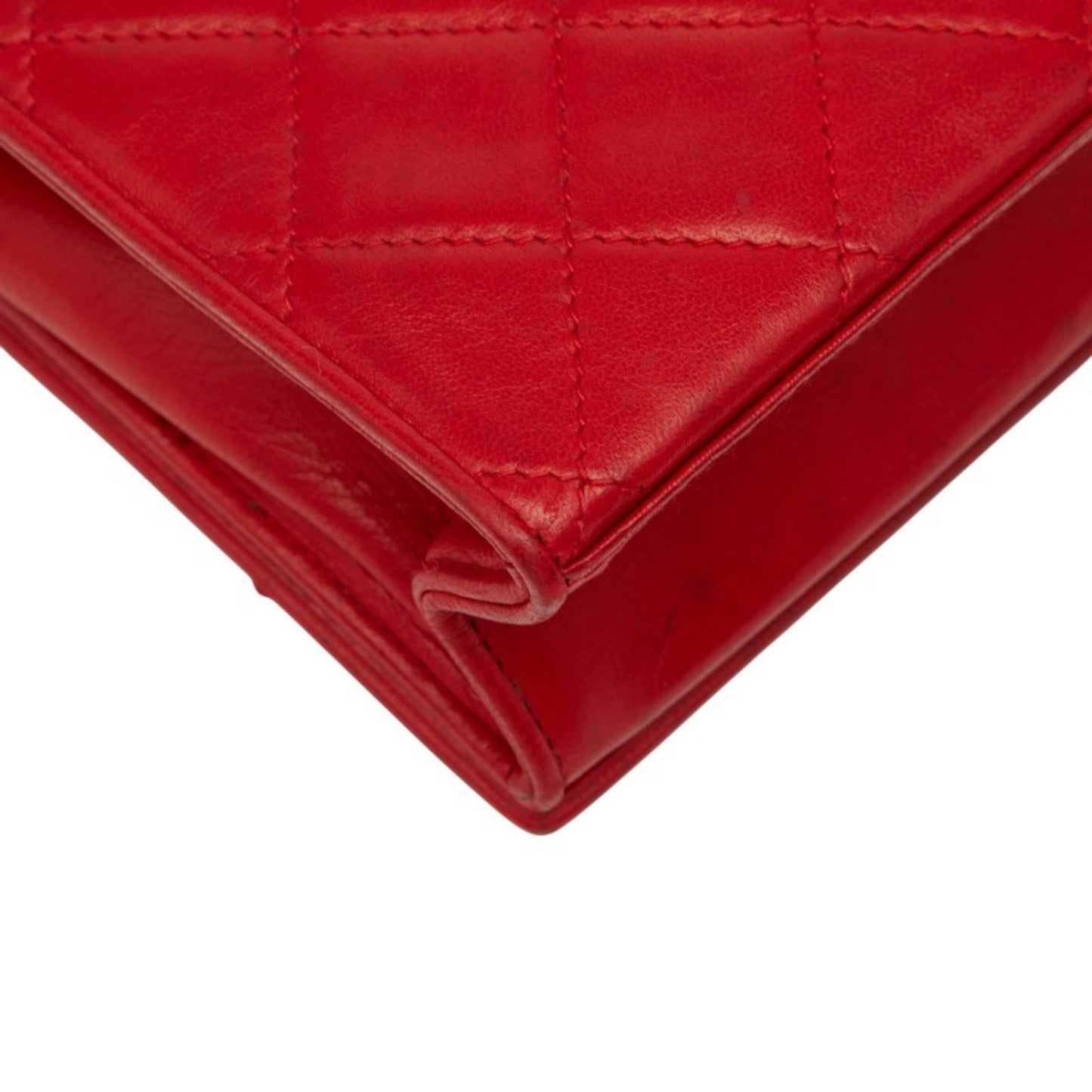 Chanel Matelasse Coco Mark Chain Shoulder Bag In Red Lambskin