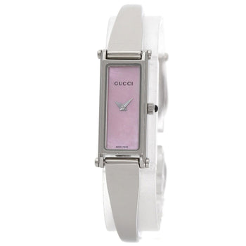 Gucci 1500L Square Face Bangle Pink Shell Watch Stainless Steel/Ss