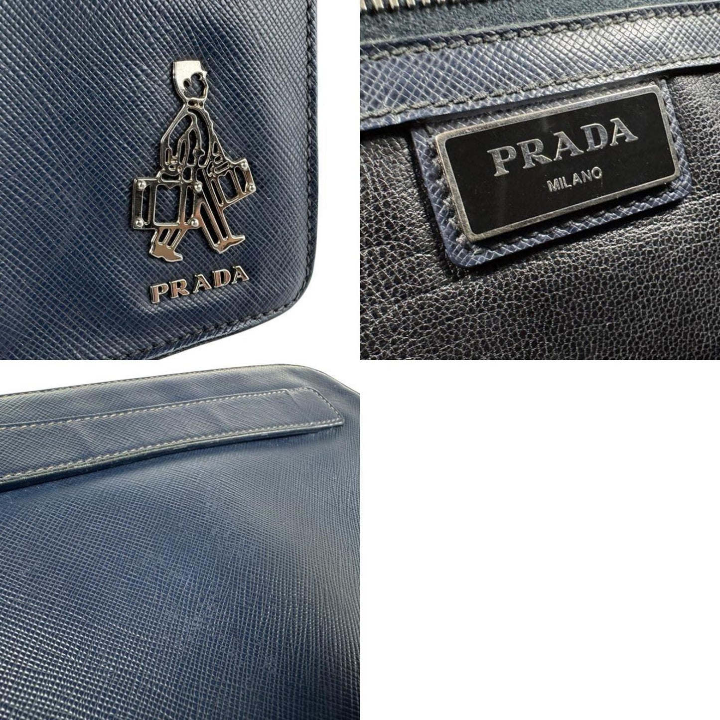 Prada Prada Clutch Bag/Second Bag Leather Navy
