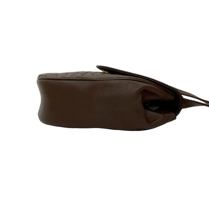 Yves Saint Laurent Ysl Logo Leather Shoulder Bag/Pochette In Brown