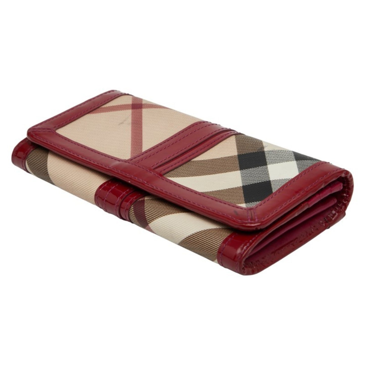 Burberry Nova Check Long Wallet In Red