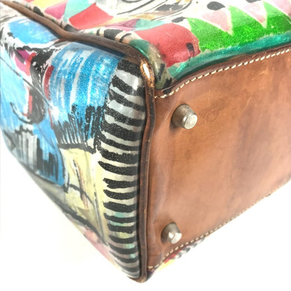 Prada Br2515 Venetian Print All-Over Triangle Logo Plaque Shoulder Bag/Tote Bag In Vinyl And Leather