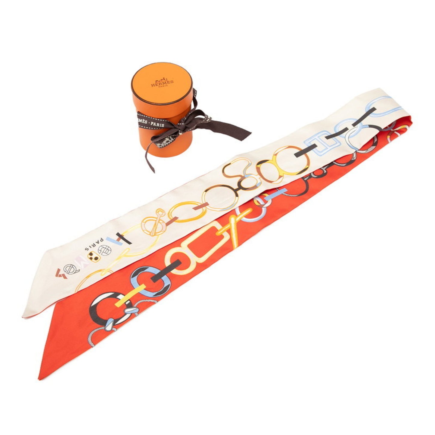Hermes Herms Twilly Do Re Boucles Scarf/Muffler In Orange
