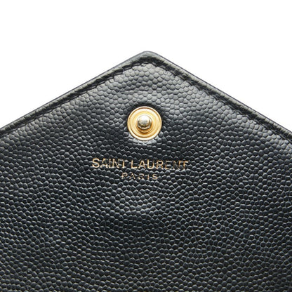 Saint Laurent Cassandra Ysl Logo Chain Wallet In Black Leather