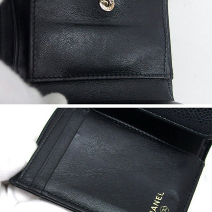 Chanel Caviar Skin Tri-Fold Compact Wallet Black