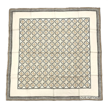 Louis Vuitton Louis Vuitton Flower Tile Scarf Muffler Silk M78980 Beige Os1253 Monogram