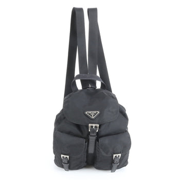 Prada Tessuto Nylon Triangle Logo Leather Backpack