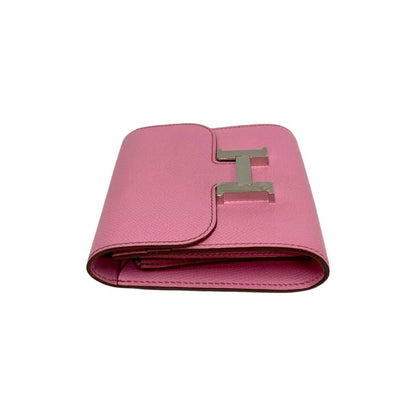 Hermes Constance Compact Epsom Leather Bi-Fold Mini Wallet In Rose Azalee 88789