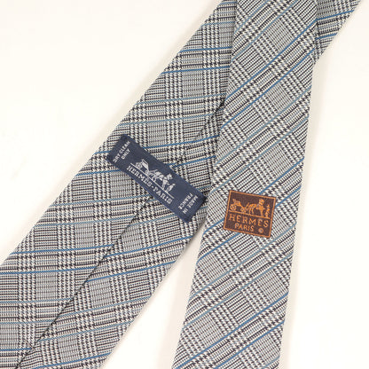 Hermes 2020 Rocket Embroidered Glen Check Silk Tie