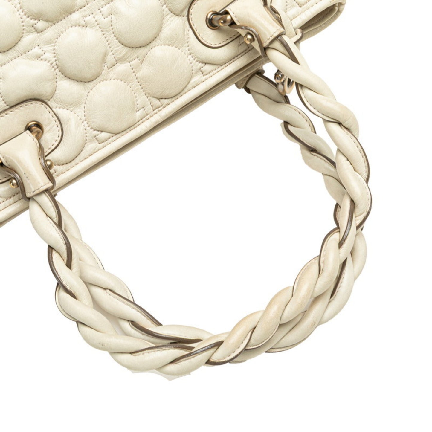 Salvatore Ferragamo Gancini Handbag Au-21 B380 White Leather