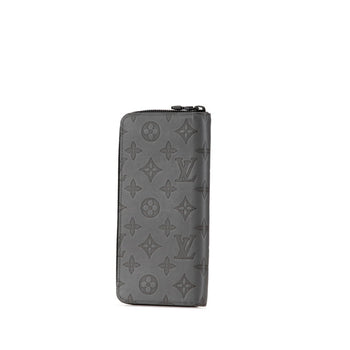 Louis Vuitton Monogram Shadow Zippy Wallet Vertical Long M81384 Grey Leather