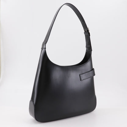 Salvatore Ferragamo Gancini Shoulder Bag Ab-21 0169 In Black Calfskin