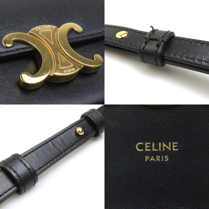 Celine Triomphe Mini Claude Shoulder Bag In Black Leather