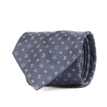 Louis Vuitton Louis Vuitton Micro Monogram Silk Cravate Tie M70953 Navy Blue