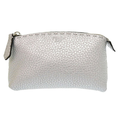 Fendi Selleria 8N0114-5Qg Leather Silver Pouch 1150Fendi