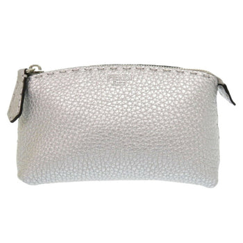 Fendi Selleria 8N0114-5Qg Leather Silver Pouch 1150Fendi