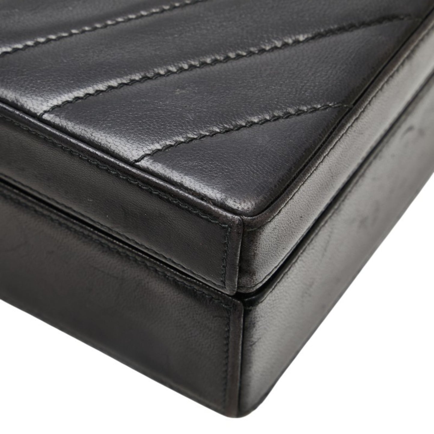 Chanel Chevron V-Stitch Shoulder Bag In Black Lambskin