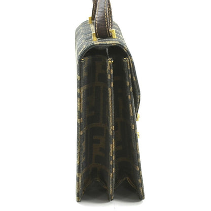 Fendi Shoulder Bag Zucca Canvas Leather Brown Gold